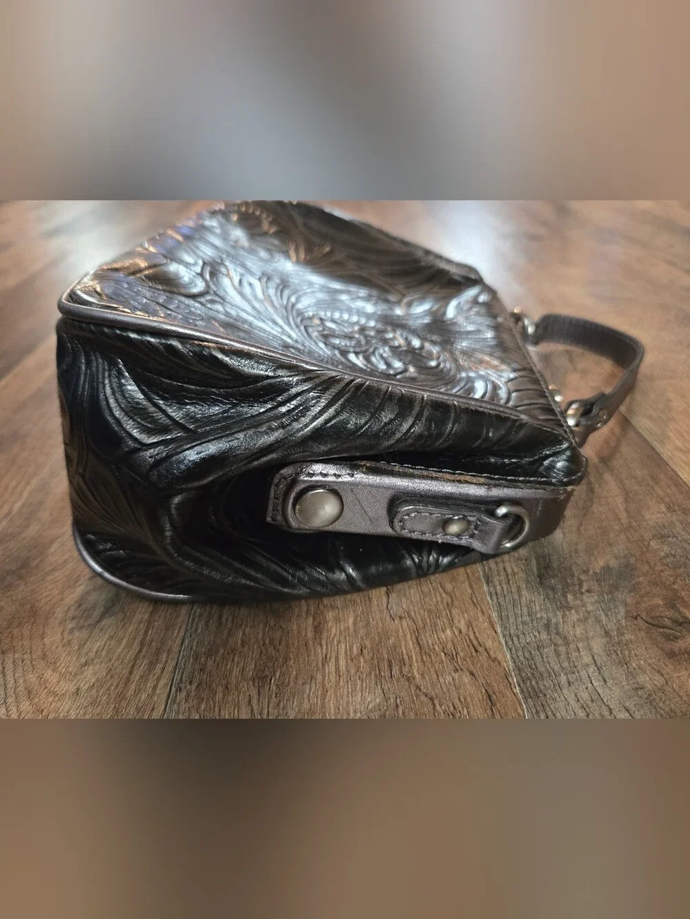 Patricia Nash Floral Metallic Black Handbag